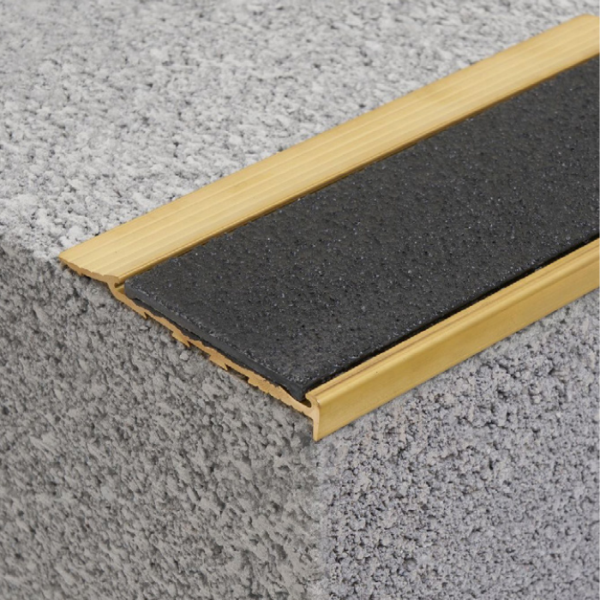 Solid Brass Stair Nosing with Carb Insert