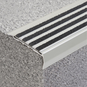 Aluminium Stair Nosing with Striped Carb Insert