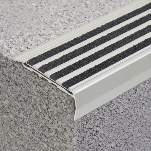 Aluminium Stair Nosing with Striped Carb Insert
