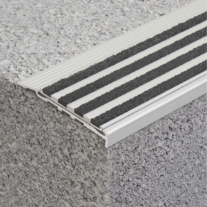Aluminium Stair Nosing with Striped Carb Insert