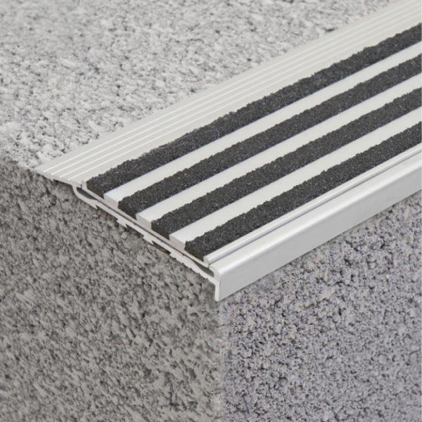 Aluminium Stair Nosing with Striped Carb Insert