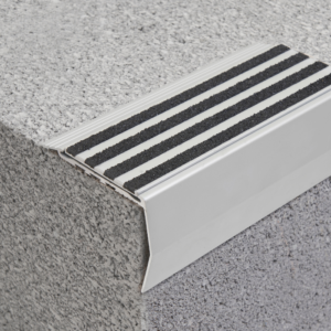 Aluminium Stair Nosing with Striped Carb Insert