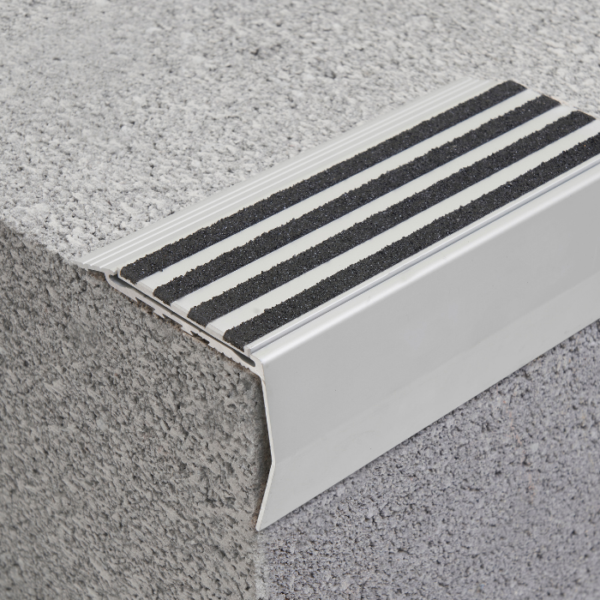 Aluminium Stair Nosing with Striped Carb Insert
