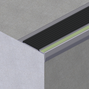 Aluminium Stair Nosing with Carb Insert and Lumo Strip