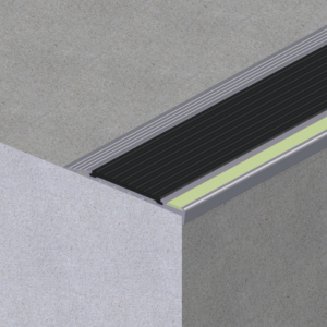 Aluminium Stair Nosing with Poly Insert and Lumo Strip